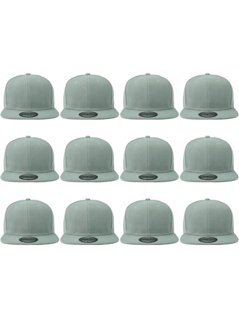 12 Pack Adjustable Flat Brim Snapback Baseball Caps - Plain Blank Style